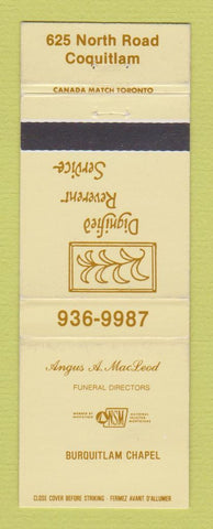 Matchbook Cover - Angus MacLeod Funeral Coquitlam BC