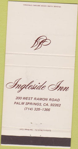 Matchbook Cover - Ingleside Inn Palm Springs CA WEAR 30 Strike