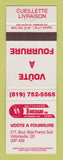 Matchbook Cover - Couchard Voute A Fourrure Victoriaville QC