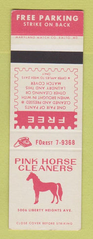 Matchbook Cover - Pink Horse Cleaners Baltimore MD SAMPLE