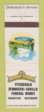 Matchbook Cover Fitzgerald Zembruski Sgrillo Funeral Home Naugatuk Waterbury CT