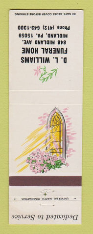 Matchbook Cover - DL Williams Funeral Home Midland PA