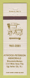 Matchbook Cover Atwood Peterson Memorials Funeral Headstones Egg Harbor City NJ