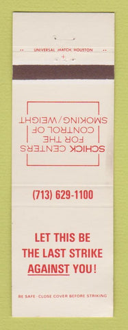 Matchbook Cover - Schick Centers for Weight Control Quitting Smoking Houston TX