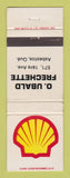Matchbook Cover - Shell oil gas O Ubald Frechette Asbestos QC WEAR