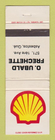 Matchbook Cover - Shell oil gas O Ubald Frechette Asbestos QC WEAR
