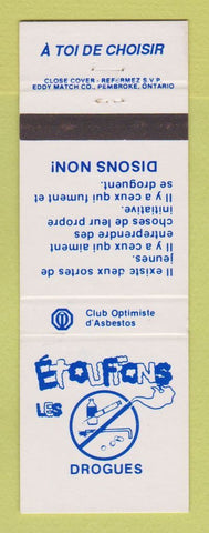 Matchbook Cover - Anti Drugs Canada QC Asbestos