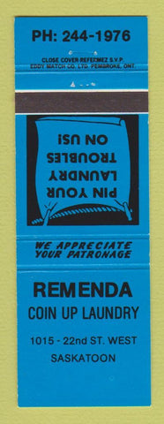 Matchbook Cover - Remenda Coin Laundry Saskatoon SK BLUE