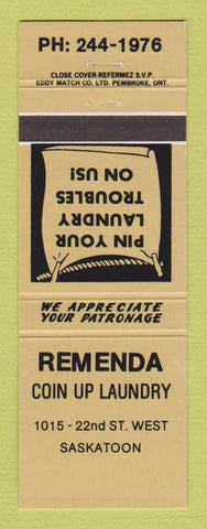 Matchbook Cover - Remenda Coin Laundry Saskatoon SK TAN