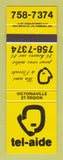Matchbook Cover - Tel Aide Suicide Hotline? Victoriaville QC