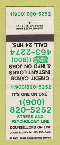 Matchbook Cover - Stress and Psychology Phone Line Hotline  Tarot