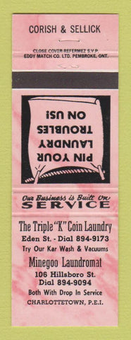 Matchbook Cover - Triple K Coin Laundry Minegoo Charlottetown PEI PE