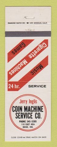 Matchbook Cover - Jerry Inglis Coin Machine Service Boise ID