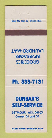 Matchbook Cover - Dunbar's Self Service Seymour WI Laundry