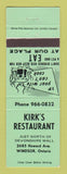 Matchbook Cover - Kirk's Restaurant Windsor ON