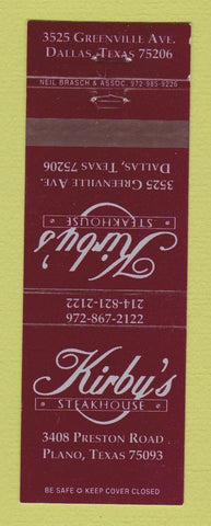 Matchbook Cover - Kirby's Steak House Plano TX