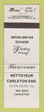 Matchbook Cover - Nettoyeur Carleton QC