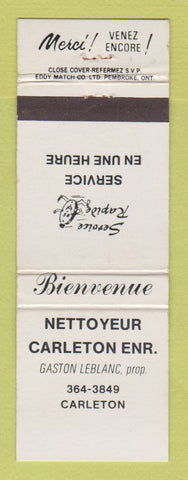 Matchbook Cover - Nettoyeur Carleton QC