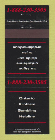 Matchbook Cover - Ontario Canada Gambling Problem Addiction Hotline