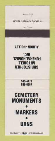 Matchbook Cover - Christopher Mitchell Funeral Homes Albion Holley NY