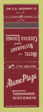 Matchbook Cover - Alamo Plaza Motel Restaurant Tomahawk WI