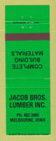 Matchbook Cover - Jacob Bros Lumber Melbourne IA