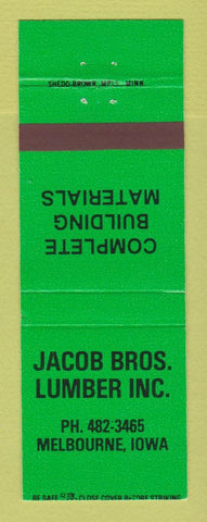 Matchbook Cover - Jacob Bros Lumber Melbourne IA