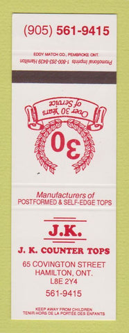Matchbook Cover - JK Counter Tops Hamilton ON SAMPLE CREASES