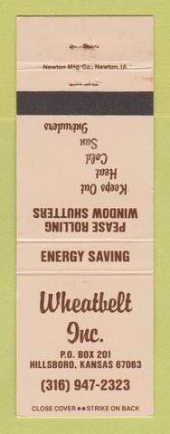 Matchbook Cover - Wheatbelt Rolling Window Shutters Hillsboro KS