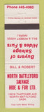 Matchbook Cover - North Battleford Salave SK Hides Furs WEAR