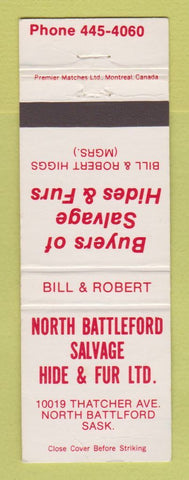 Matchbook Cover - North Battleford Salave SK Hides Furs WEAR