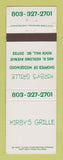 Matchbook Cover - Kirby's Grille Rock Hill SC