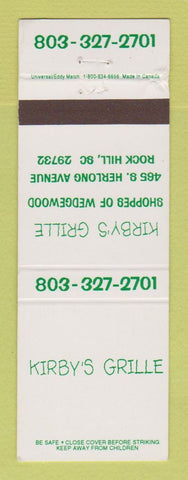 Matchbook Cover - Kirby's Grille Rock Hill SC