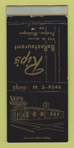 Matchbook Cover - Rip's Restaurant Pontiac MI WEAR 30 Strike