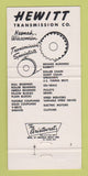 Matchbook Cover - Hewitt Transmission Specialists Neenah WI 30 Strike