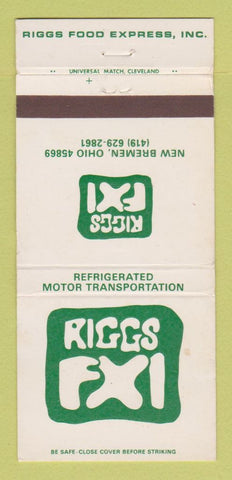 Matchbook Cover - Riggs FXI Trucking Refrigerated New Bremen OH 30 Strike