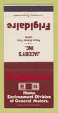Matchbook Cover - Frigidaire Appliances Jacoby's Piqua Sidney Troy OH 30 Strike
