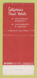 Matchbook Cover - Hollywood Roosevelt Hotel CA El Rancho Sacramento 30 Stick