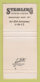 Matchbook Cover - Sterling Insurance 50th 30 Strike