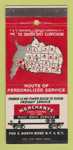 Matchbook Cover - Merchants Carloading North River NY Newark 30 Strike
