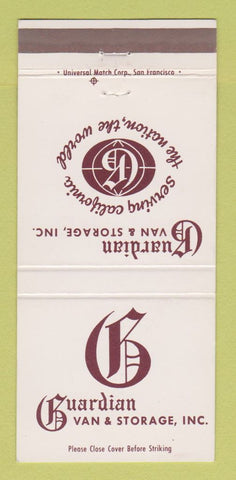 Matchbook Cover - Guardian Van and Storage Oakland Sacramento CA 30 Strike