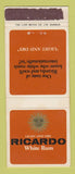 Matchbook Cover - Ricardo White Rum South Africa WEAR