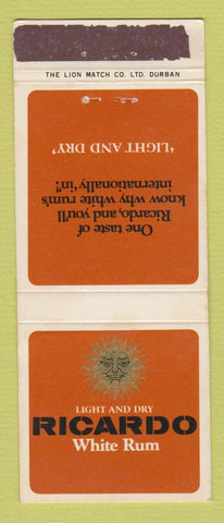Matchbook Cover - Ricardo White Rum South Africa WEAR