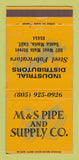 Matchbook Cover - S&M Pipe and Supply Santa Maria CA 30 Strike