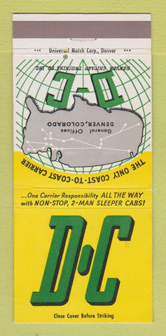 Matchbook Cover - DC Trucking Denver Chicago 30 Strike