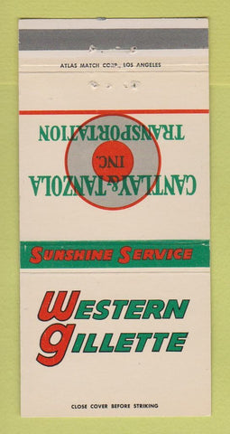 Matchbook Cover - Western Gillette Trucking Cantlay Tanzola 30 Strike