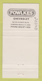 Matchbook Cover - Fowlkes Chevrolet Pompano Beach FL Bee Back 30 Strike
