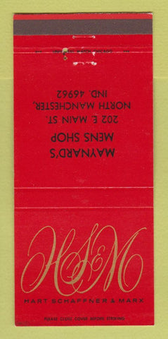 Matchbook Cover Hart Schaffner Marx Men's Clothes North Manchester IN 30 Strike