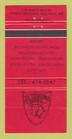 Matchbook Cover - Le Taurfail Rouge Mascouche QC 30 Strike