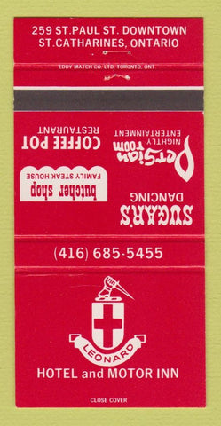 Matchbook Cover - Leonard Hotel Motor Inn St Catharines ON 30 Strike